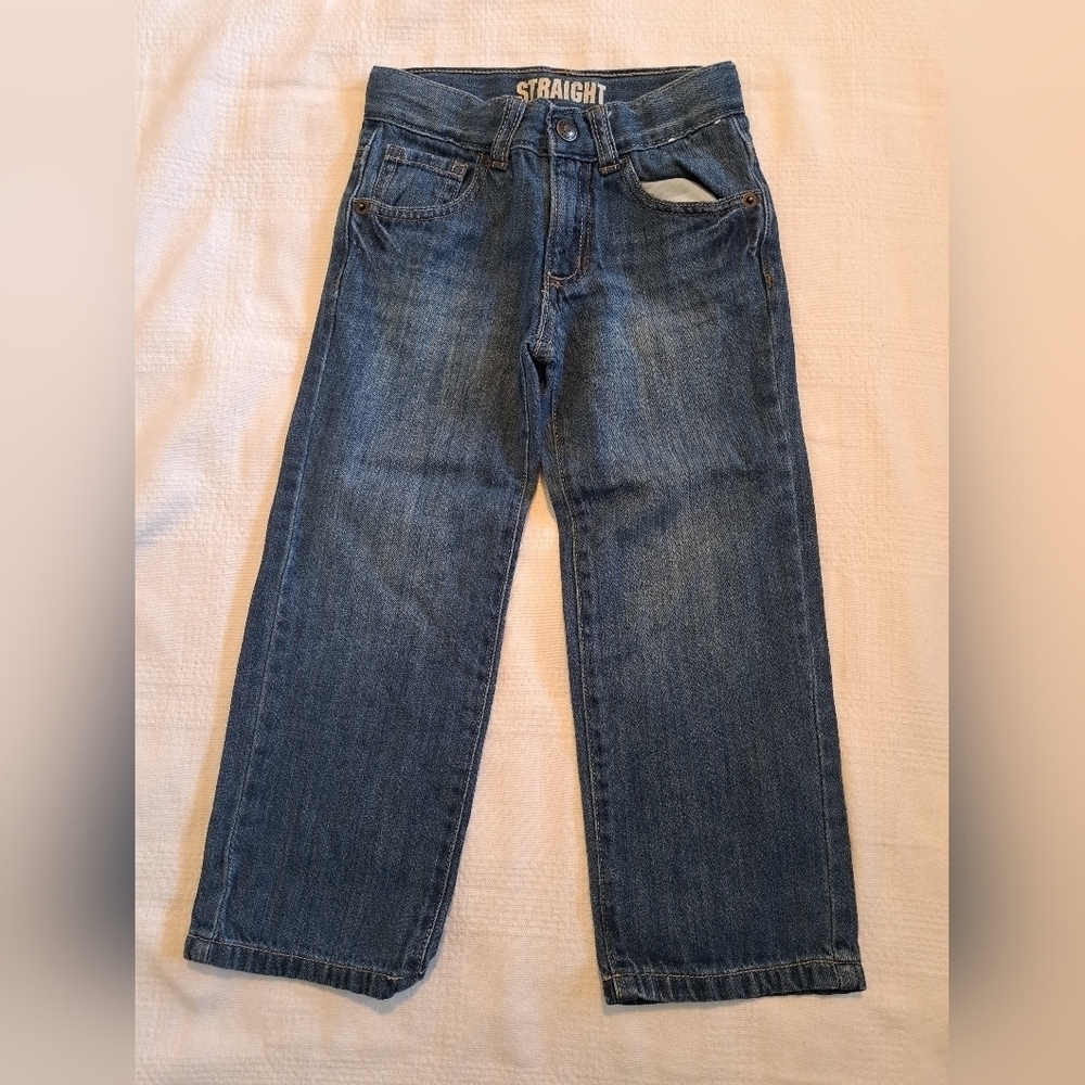 Gymboree boys size 4T adjustable waist, straight leg jeans, EUC